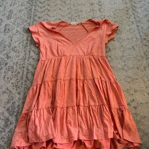 Altar'd State Coral Tiered Baby Doll Dress
